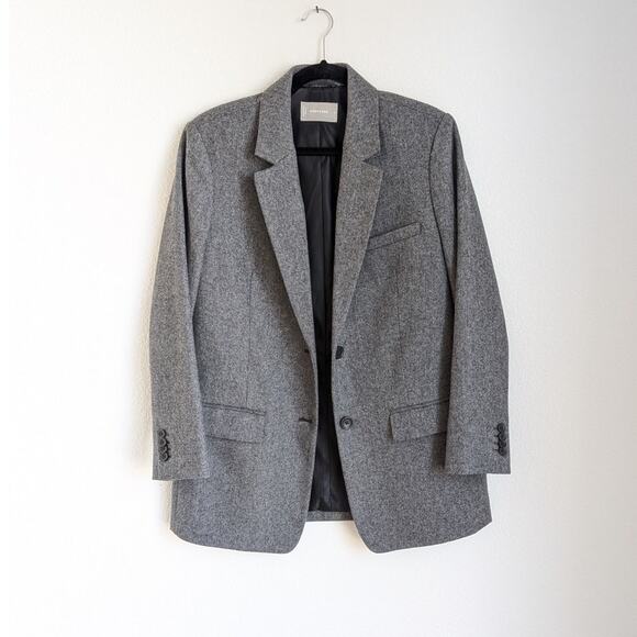 Everlane Gray Blazer Classic Wool-Blend Suit Jacket - Picture 1 of 9